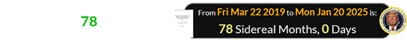Trump re-took the White House exactly 78 Lunar orbits after the Mueller Report: