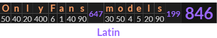 "OnlyFans models" = 846 (Latin)