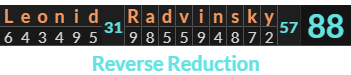 "Leonid Radvinsky" = 88 (Reverse Reduction)