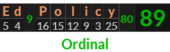"Ed Policy" = 89 (Ordinal)