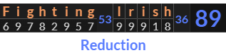 "Fighting Irish" = 89 (Reduction)