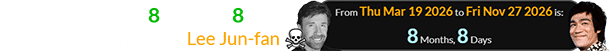 Chuck Norris died 8 months, 8 days before the birthday of Lee Jun-fan: