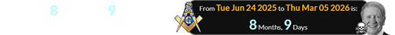Bob died 8 months, 9 days after Freemasonry’s anniversary: