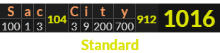 "Sac City" = 1016 (Standard)
