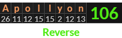"Apollyon" = 106 (Reverse)