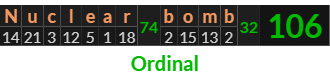"Nuclear bomb" = 106 (Ordinal)