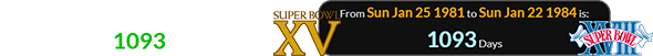 Martin’s two Super Bowl wins fell a span of 1093 days apart: