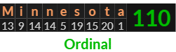 "Minnesota" = 110 (Ordinal)