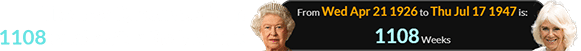 The new Queen was born 1108 weeks after the last one: