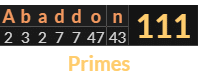 "Abaddon" = 111 (Primes)