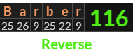 "Barber" = 116 (Reverse)