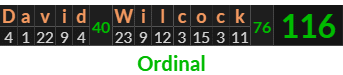 "David Wilcock" = 116 (Ordinal)