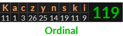 "Kaczynski" = 119 (Ordinal) 