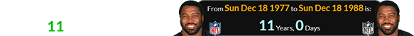 Rod played in his last NFL game exactly 11 years after his first: