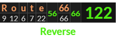 "Route 66" = 122 (Reverse)