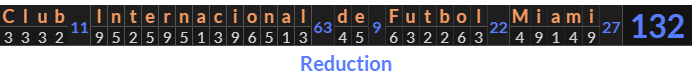 "Club Internacional de Futbol Miami" = 132 (Reduction)