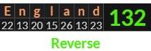 "England" = 132 (Reverse)