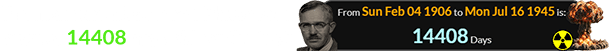 The man who discovered Pluto was a span of 14408 days old for the test: