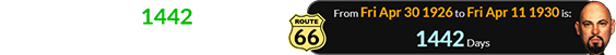 LaVey was born 1442 days after Route 66 received its name: