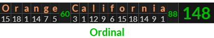 "Orange California" = 148 (Ordinal)