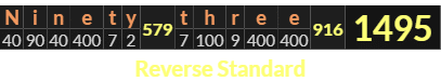 "Ninety three" = 1495 (Reverse Standard)