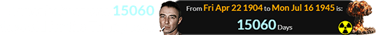 Oppenheimer was 15060 days old for the Trinity test: