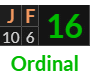 "JF" = 16 (Ordinal)