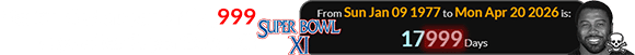 Martin died a span of 17,999 days after Super Bowl XI:
