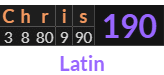 "Chris" = 190 (Latin)