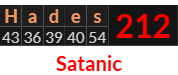 "Hades" = 212 (Satanic)