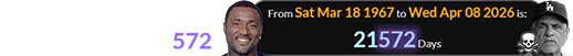 Andre Rison’s age ended with the number 572: