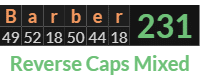 "Barber" = 231 (Reverse Caps Mixed)