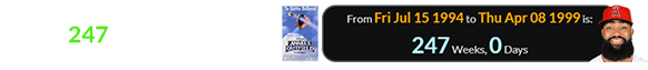 Jo Adell was born a span of exactly 247 weeks after Angels in the Outfield came out: