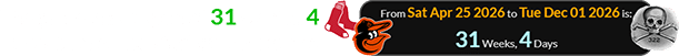 The game was a span of 31 weeks, 4 days before the start of December: