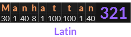 "Manhattan" = 321 (Latin)