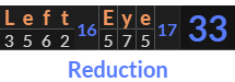 "Left Eye" = 33 (Reduction)