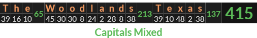 "The Woodlands Texas" = 415 (Capitals Mixed)