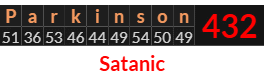 "Parkinson" = 432 (Satanic)