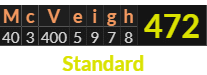 "McVeigh" = 472 (Standard)