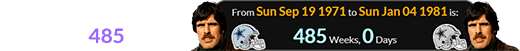 Fitzgerald’s NFL career lasted 485 weeks: