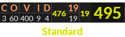 "COVID 19" = 495 (Standard)