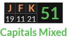 "JFK" = 51 (Capitals Mixed)
