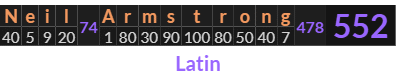 "Neil Armstrong" = 552 (Latin)