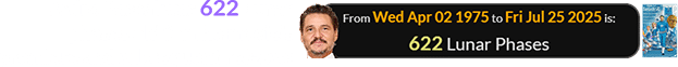 Pedro Pascal was 622 Lunar phases old for the movie’s premiere and subsequent release: