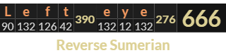 "Left eye" = 666 (Reverse Sumerian)