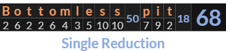"Bottomless pit" = 68 (Single Reduction)