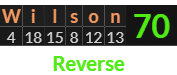 "Wilson" = 70 (Reverse)