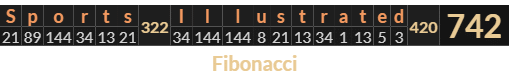 "Sports Illustrated" = 742 (Fibonacci)