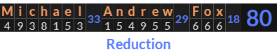 "Michael Andrew Fox" = 80 (Reduction)