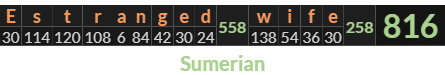 "Estranged wife" = 816 (Sumerian)